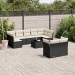 vidaXL Salon de jardin 10 Pièces avec coussins noir résine tressée