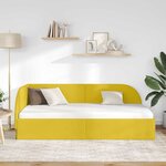 vidaXL Cadre de lit d'angle Jaune 90 cm x 200 cm tissu