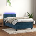vidaXL Sommier à lattes de lit et matelas et LED Bleu foncé 90x200cm