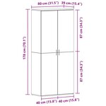 vidaXL Cabinet à chaussures avec étagère Chêne noir 80 x 39 x 178 cm