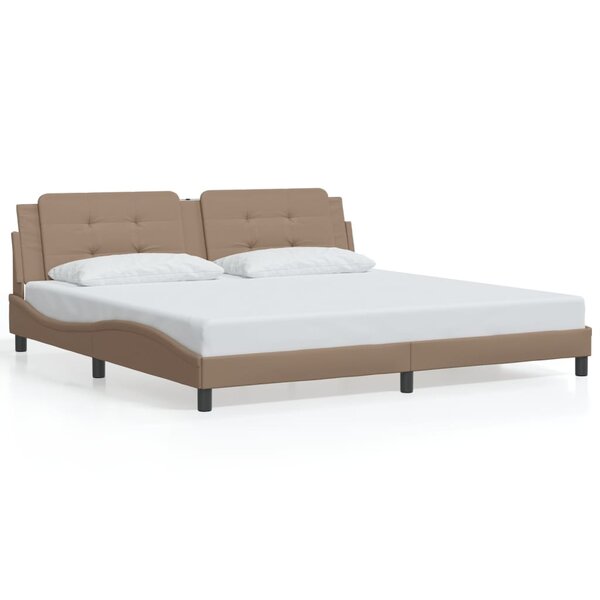 vidaXL Cadre de lit sans matelas Zadar cappuccino 200x200 cm similicuir
