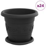 vidaXL Pots de plantes 24 Pièces Noir Ø 26 x 21.5 cm Plastique