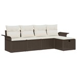 vidaXL Ensemble de canapé de jardin avec coussin 5 Pièces Marron et crème