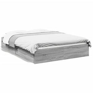 vidaXL Cadre de lit avec tiroirs sans matelas sonoma gris 120x190 cm