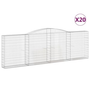 vidaXL Paniers à gabions arqués 20 Pièces 400x30x120/140 cm Fer galvanisé