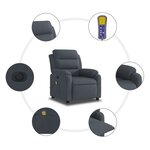 vidaXL Fauteuil inclinable de massage électrique gris foncé velours