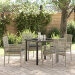 vidaXL Ensemble de Salle à Manger de Jardin 5 Pièces avec Coussins en Poly Rattan Gris Clair