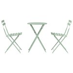 Ensemble de Bistro Pliable 3 Pièces Mint Clair en Acier