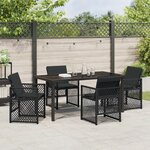 Ensemble de Salle à Manger de Jardin 5 Pièces avec Coussins Rappel Noir Poly Rattan