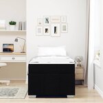 vidaXL Cadre de lit avec matelas Noir 90 x 190 cm tissu