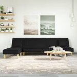 vidaXL Canapé-lit en forme de L noir 255x140x70 cm tissu