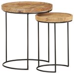 vidaXL Ensemble de table basse 2 Pièces bois de manguier massif et acier