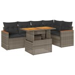 vidaXL Salon de jardin avec coussins 6 Pièces gris résine tressée acacia