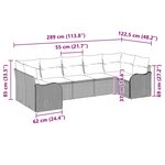 vidaXL Ensemble de canapé de jardin avec coussin 7 Pièces Gris Poly rotin
