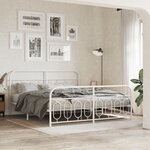 vidaXL Cadre de lit métal sans matelas et pied de lit blanc 160x200 cm