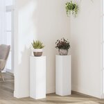 vidaXL Supports pour plantes 2 Pièces blanc 17x17x60 cm bois d'ingénierie