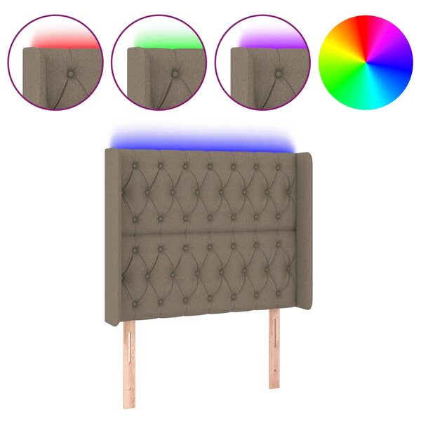 vidaXL Tête de lit à LED Taupe 103x16x118/128 cm Tissu