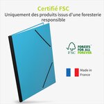 ACROPAQ Carton à dessin A3- 34 x 45 cm  Avec fermeture élastique  Dos extensible pour plus d'espace- Turquoise- Certifié FSC