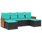 vidaXL Salon de jardin 6 Pièces avec coussins noir résine tressée