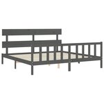 vidaXL Cadre de lit avec tête de lit gris 200x200 cm bois massif
