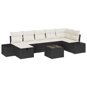vidaXL Ensemble de canapé de jardin 8 Pièces Noir 55 x 62 x 69 cm