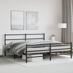 vidaXL Cadre de lit métal sans matelas avec pied de lit noir 193x203cm