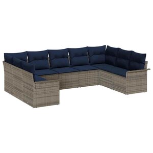 vidaXL Ensemble de canapé de jardin 9 Pièces Gris clair polyrotin