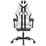 vidaXL Chaise de jeu pivotante et repose-pied Blanc et noir Similicuir