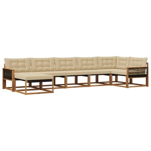 vidaXL Ensemble de canapés d'extérieur 7 pc Naturel et Beige