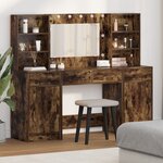 Ensemble de Coiffeuse 3 Pièces en Chêne Fumé en Bois d'Ingénierie