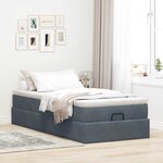 vidaXL Cadre de lit ottoman avec matelas gris foncé 80x200 cm velours
