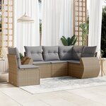 vidaXL Salon de jardin avec coussins 6 Pièces beige résine tressée