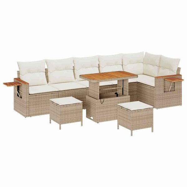 vidaXL Ensemble de canapé de jardin 9 Pièces Beige Poly rotin