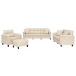 vidaXL Ensemble de canapés 4 Pièces avec coussins Beige Tissu microfibre