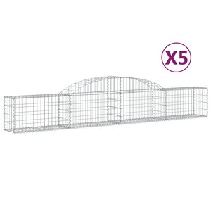 vidaXL Paniers à gabions arqués 5 Pièces 300x30x40/60 cm fer galvanisé
