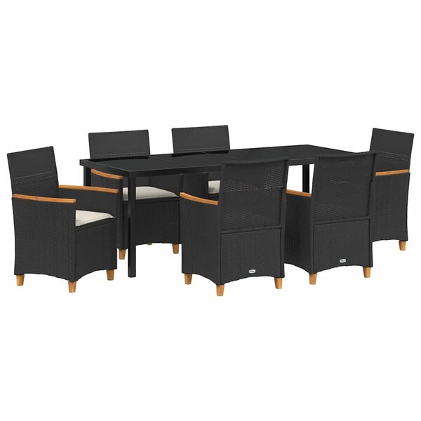 vidaXL Ensemble de salle à manger pour jardin 7 pc Noir polyrotin