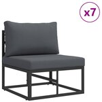 vidaXL Ensemble de canapé de jardin avec coussin 10 Pièces Noir Aluminium