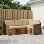vidaXL Ensembles de canapés avec coussin 4 Pièces Bois d'Acacia Massif