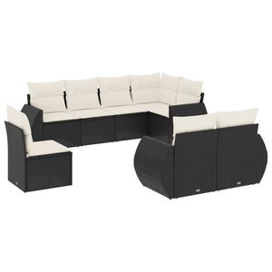 vidaXL Salon de jardin 8 Pièces avec coussins noir résine tressée