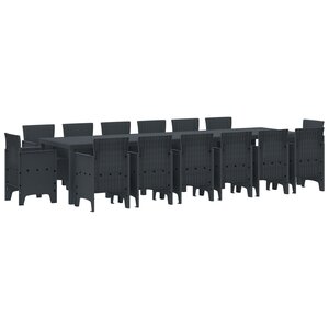 Ensemble de salle à manger de jardin vidaXL 15 pièces Anthracite en poly rattan