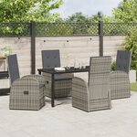 vidaXL Ensemble de salle à manger de jardin de 5 pièces avec coussins gris en rattan synthétique