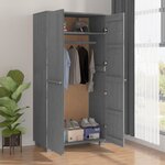 vidaXL Garde-robe HAMAR Gris foncé 89x50x180 cm Bois massif de pin