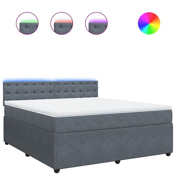 vidaXL Sommier à lattes de lit et matelas Gris foncé 180x200cm Velours