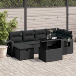 vidaXL Salon de jardin 7 Pièces avec coussins noir résine tressée