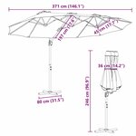 vidaXL Parasol cantilever de jardin Taupe 372 x 198 x 253 cm