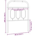 vidaXL Tête de lit métal noir 75 cm