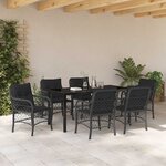 vidaXL Ensemble de salle à manger pour jardin 7 Pièces Noir Poly rotin