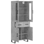 vidaXL Buffet haut Gris béton 69 5x34x180 cm Bois d'ingénierie