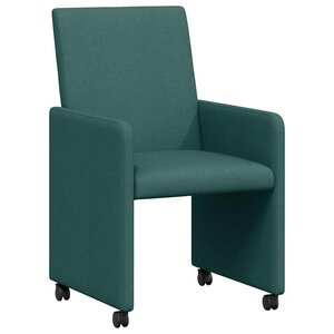 vidaXL Chaises de Salle à Manger avec Roues 2 Pièces Vert foncé tissu