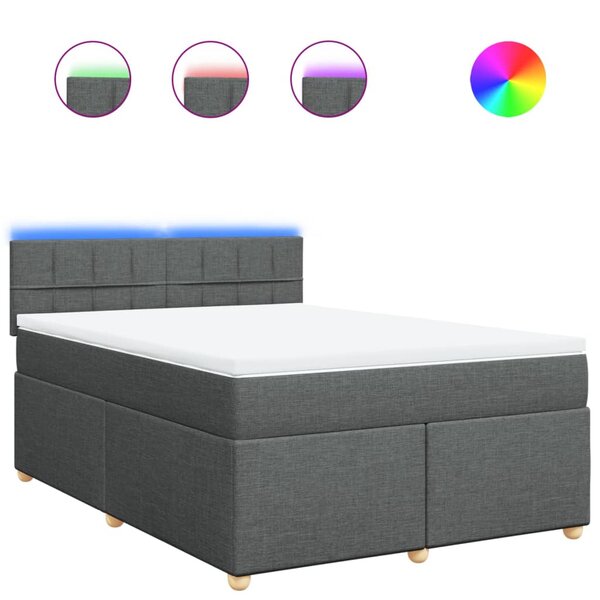 vidaXL Sommier à lattes de lit avec matelas Gris foncé 140x200cm Tissu